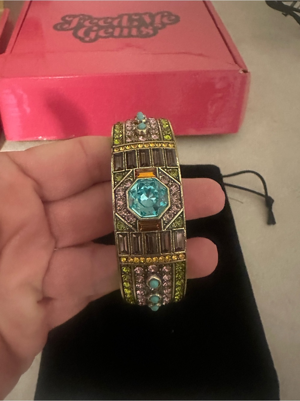 Heidi Daus Turquoise, Pink and Lime Crystal Statement Cuff Bracelet